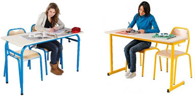 Tables et chaises scolaires